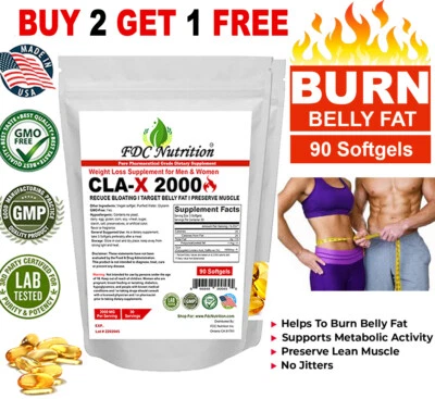FDC NUTRITION CLA Belly Fat Burner Pills - Stomach Weight Loss Supplement for Men & Women