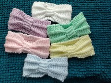 Hand Knitted Baby Headband 0-3 Months Choice Of Colour Handmade New