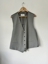 Men's Wilvorst Finest Pure Wool Waistcoat Vest Silver Grey 42" Wedding Formal