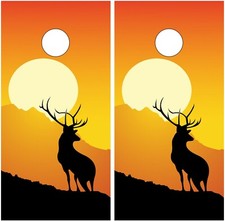 Deer Silhouette Cornhole Board Wrap LAMINATED Wrap Decal Vinyl Sticker 4208