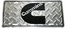 NEW - Cummins Chrome Diamond Tread plate 3D Embossed Silver Metal License Plate