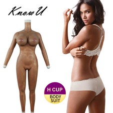 H Cup Dark Color Silicone Breast Forms Fullbody Suit Fake Boobs For Transgender