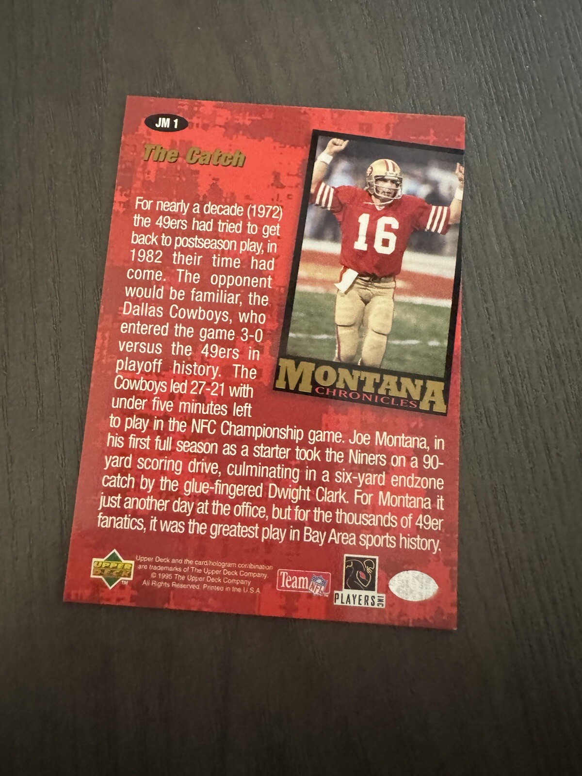 1995 Upper Deck Collector's Choice Montana Chronicles #JM1 JOE MONTANA ...