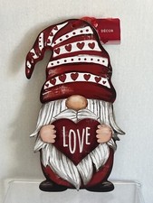 New Valentine  s Day Red Gnome 14  H Wood Wall Sign Gift Decoration Love Heart