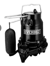 Everbilt 1/3 HP Cast Iron Submersible Sump Pump used as is