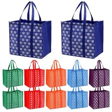 12 Pack Reusable Grocery Bags, Large Foldable Shopping Tote Bags with Long Ha...