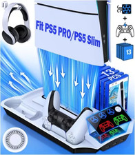 PS5 Slim Stand Cooling Fan,PS5 Controller Charging Station for Sony Playstation5