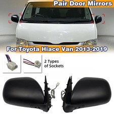 Pair LH+RH Electric Door Mirrors Black For Toyota Hiace Van 2013~2019