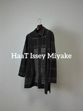 HaaT ISSEY MIYAKE Black Wool Long Coat Size L Women's Designer Jacket JAPAN