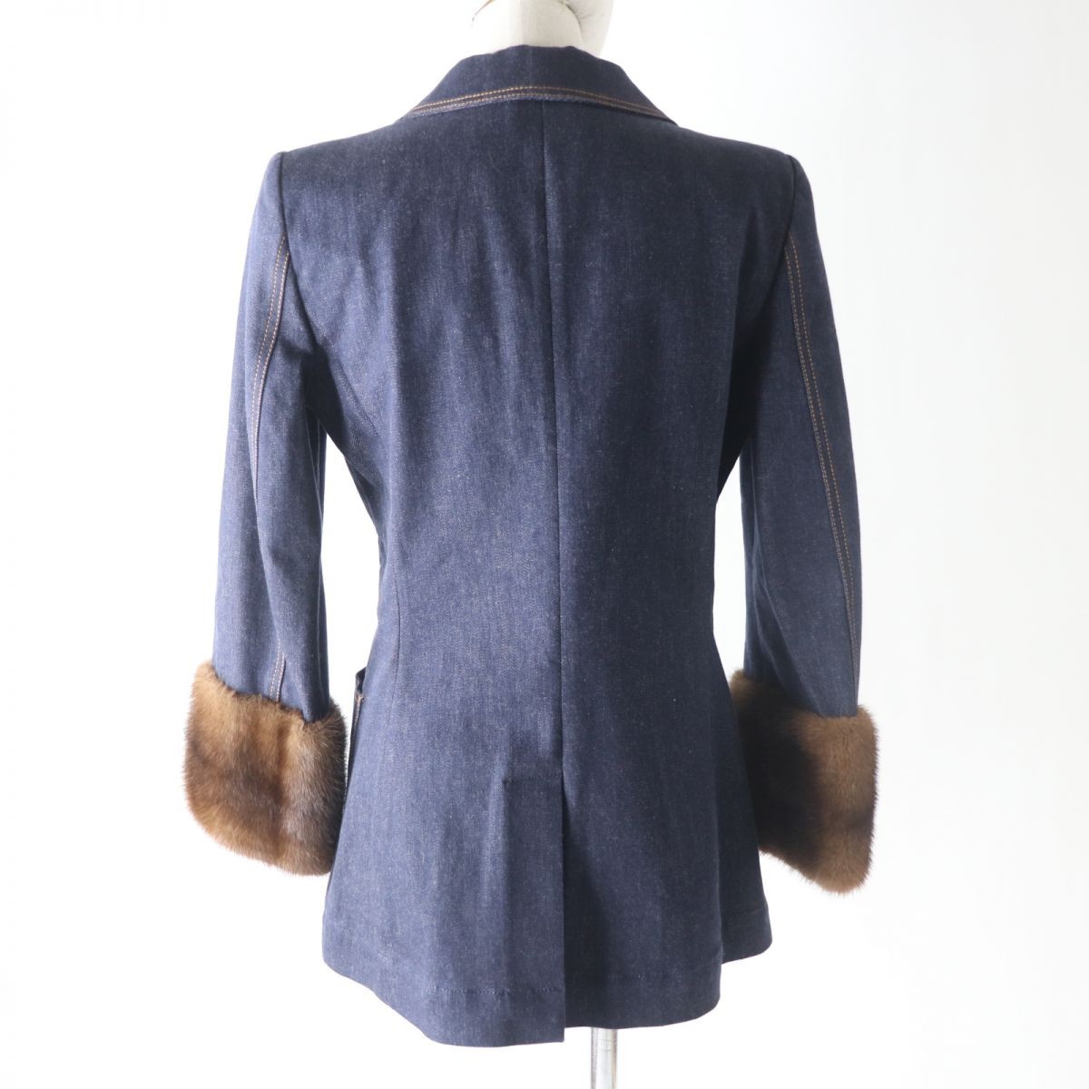 Fendi Embroidered Logo Fur Sleeve Coat US 8 Used thumbnail 3