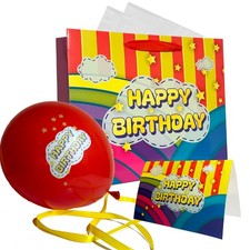Conjunto de bolsas de regalo de cumpleaños a granel para fiestas con globo tarjeta pañuelo fiesta para niños