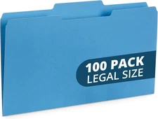 Blue Legal File Folders, Legal Size, 1/3 Cut Tab, Great for Organizing and Easy