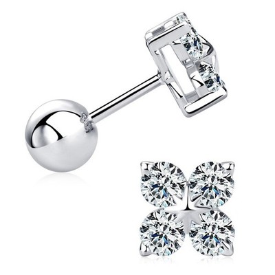 925 Sterling Silver Flower Shaped Moissanite Stud Earrings Set 