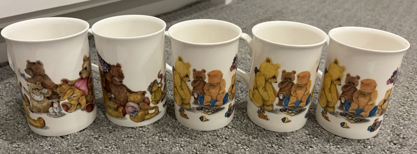 1992 Roy Kirkham Teddy Bears Decor Cups w/ Handles Fine Bone China England