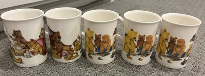 1992 Roy Kirkham Teddy Bears Decor Cups w/ Handles Fine Bone China England