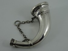 SOLID STERLING SILVER VICTORIAN HORN VINAIGRETTE LONDON 1873 BY THOMAS JOHNSON