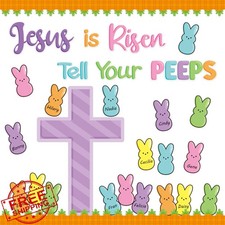 Easter Bulletin Board Jesus Risen 77pc Border Set Bunny Peeps Carrot Decor