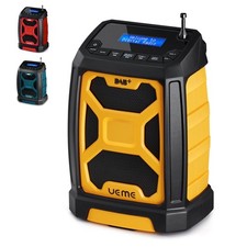 UEME 5W DAB/DAB+ FM Cordless Work Site Radio, Bluetooth, USB Yellow 