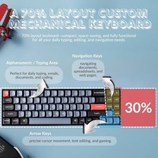 KEYCHRON K14 PRO WIRELESS CUSTOM MECHANICAL KEYBOARD,70% -  BLACK/GRAY/RED