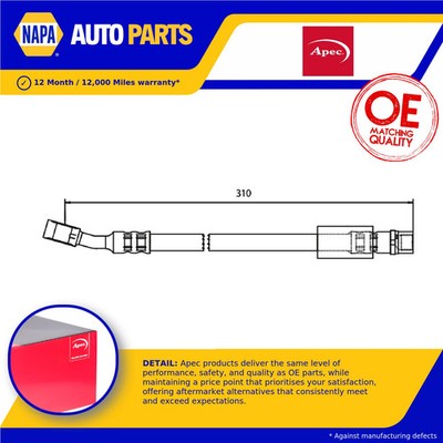 Brake Hose fits VAUXHALL CORSA C 1.7D Front 00 to 06 Hydraulic 13335203 5562230