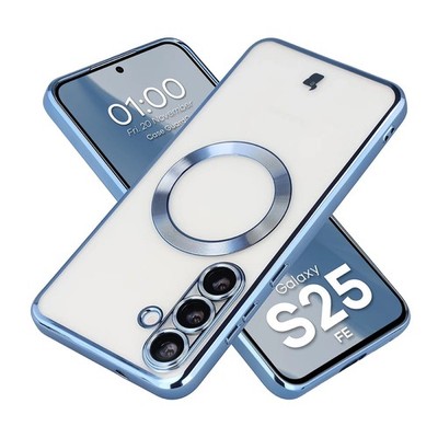 Handyhülle für Galaxy S25 FE Bizon Case Cover Schutzhülle Etui Transparent-Blau