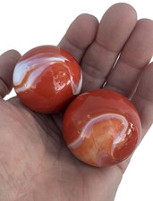 2 MAMMOTH 1 5/8" CARROT White Orange Cream Marbles Glass Massive 42mm LARGE HUGE