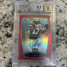 Davante Adams 2014 Bowman Chrome Red Refractor Rookie RC Auto /25 bgs 8.5 