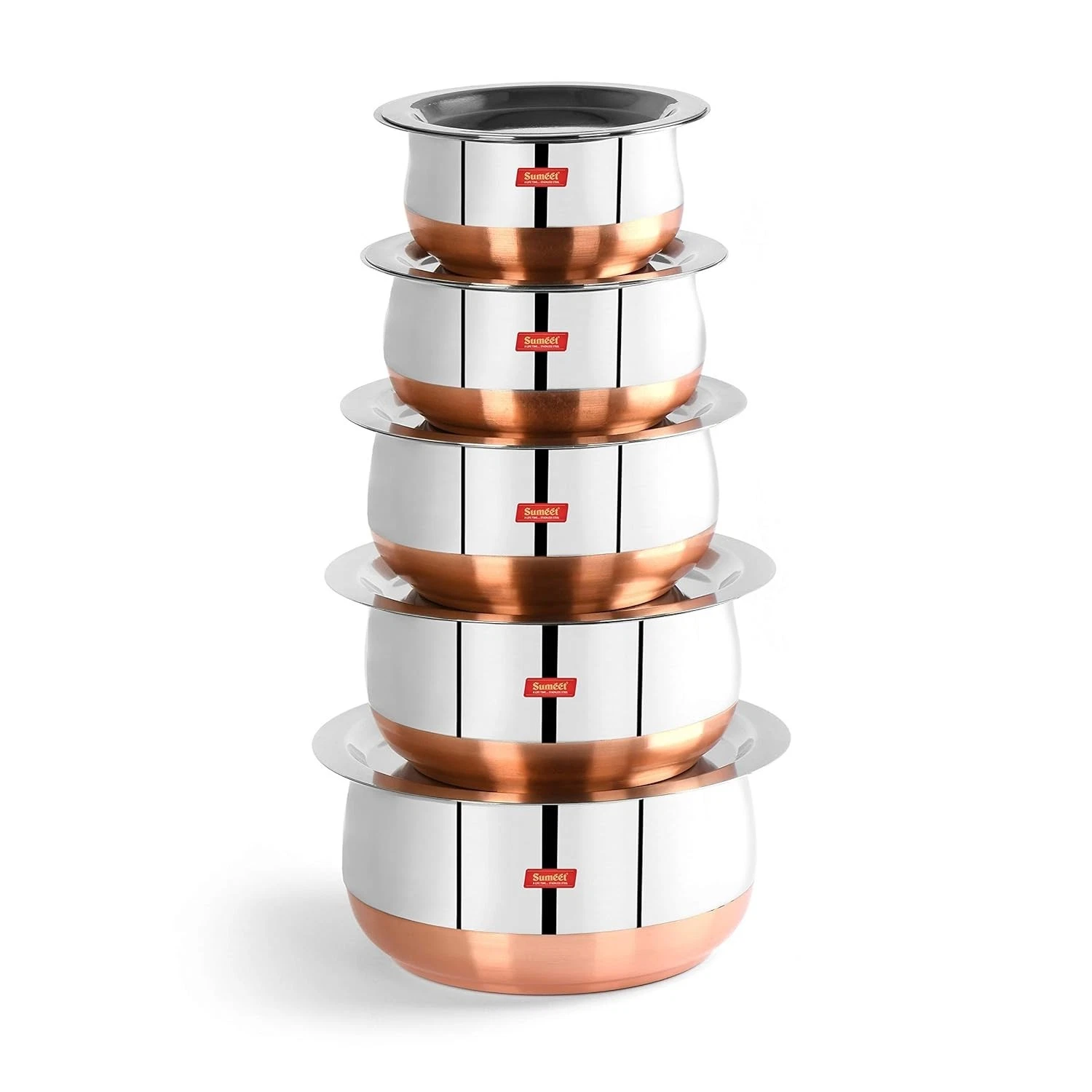 Set of 5 Stainless Steel Copper Bottom Handi Cookware Serveware with Lids
Opens in a new window or t