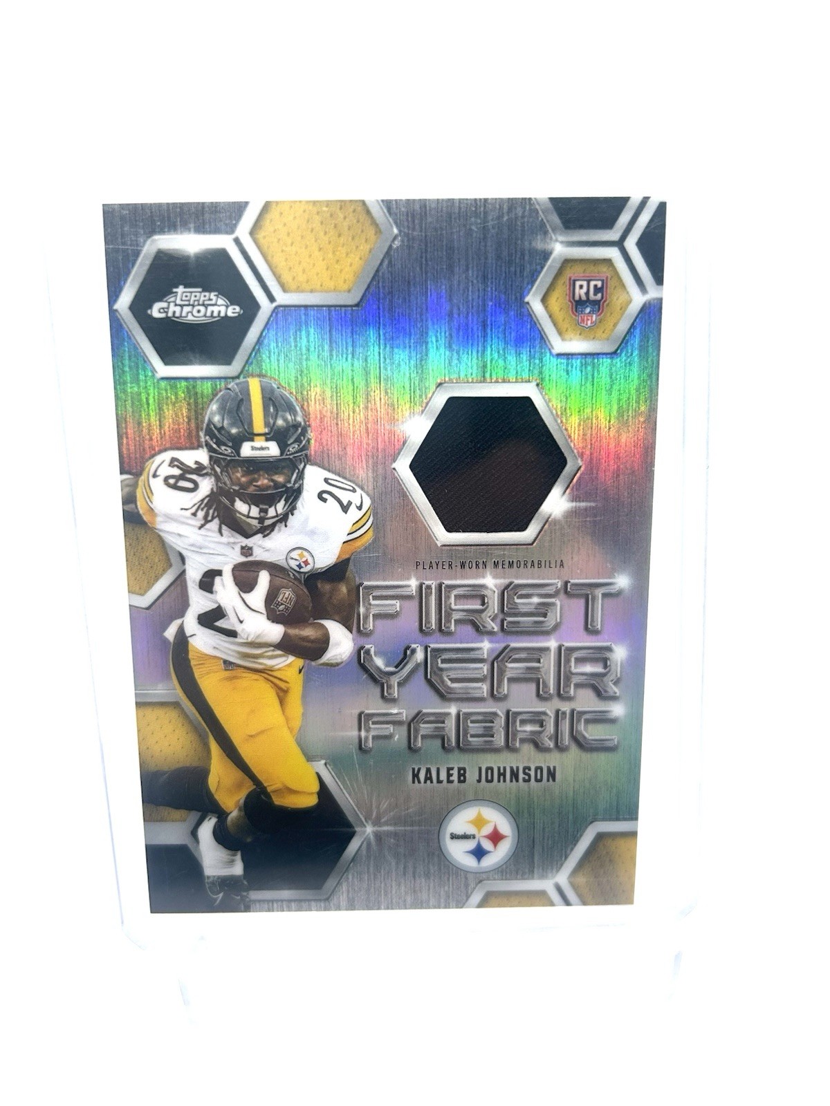 🔥Topps 2025 Chrome First Year Fabric Kaleb Johnson RC #FYF-KJ Steelers🔥