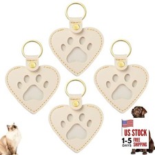 Pet Memorial Heart Keychain: 4PCS Leather Pet Hair Storage Keyring - Pet White