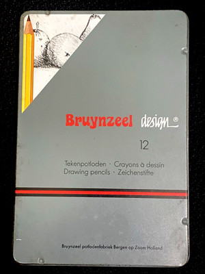 Bruynzeel design artist soft drawing pencil set (10) w/original tin box #8615