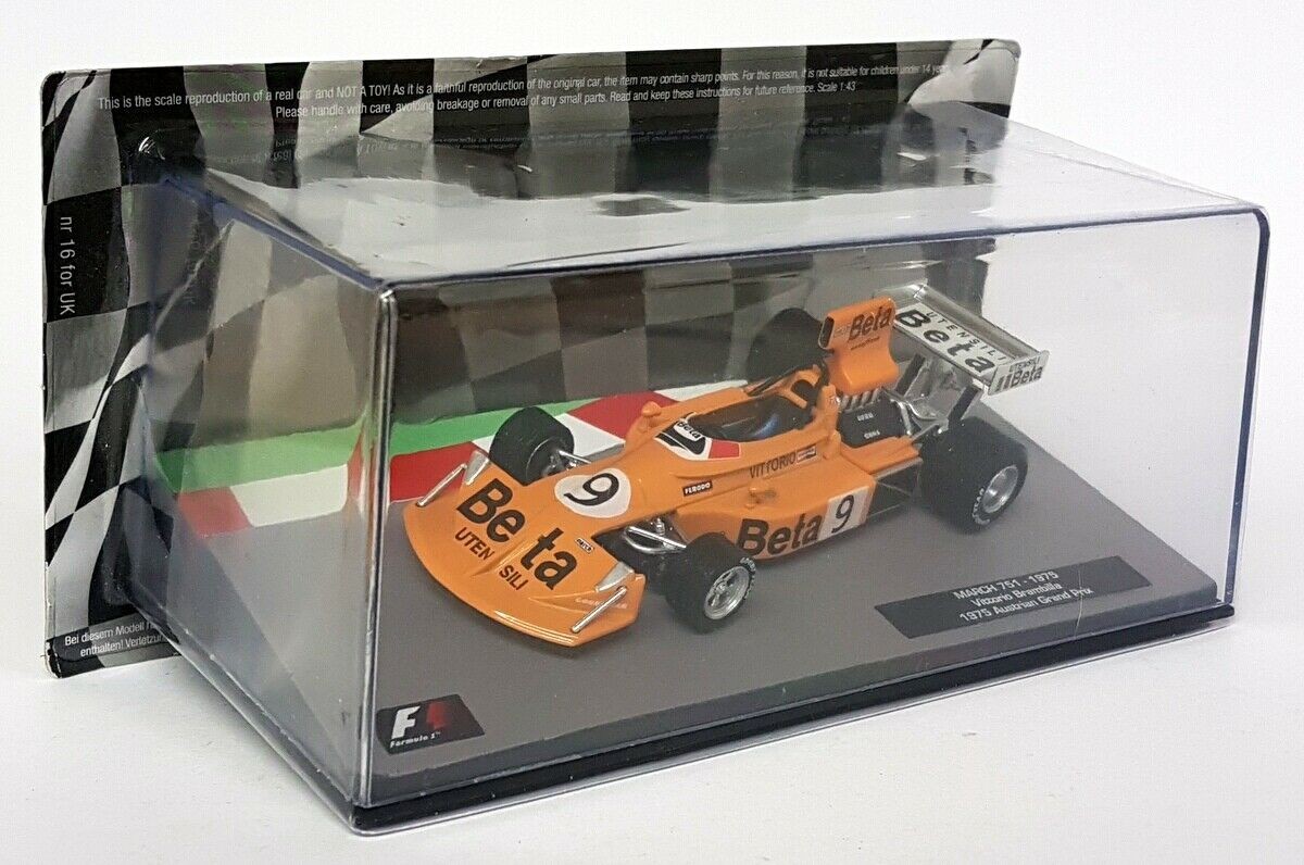 Atlas 1/43 Scale - 16 March 751 1975 Vittorio Brambilla Diecast Model F1 Car