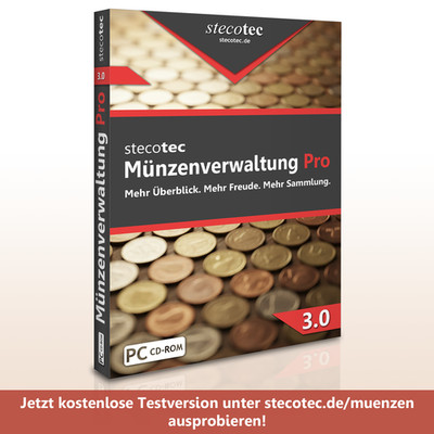 Stecotec Münzen-Verwaltung Pro 3 [CD-ROM] Profi-Software f. Sammler - Programm