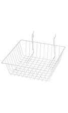SSWBasics 12" x 12" x 4" White Mini Grid Basket for Slatwall Wire Grid