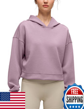 CRZ YOGA SoftAura Cropped Hoodies for Women - Long Sleeve Pullover Basic Workout