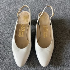 VTG Salvatore Ferragamo Leather Slingbacks 7.5 AAA Clean Girl Aesthetic Italy