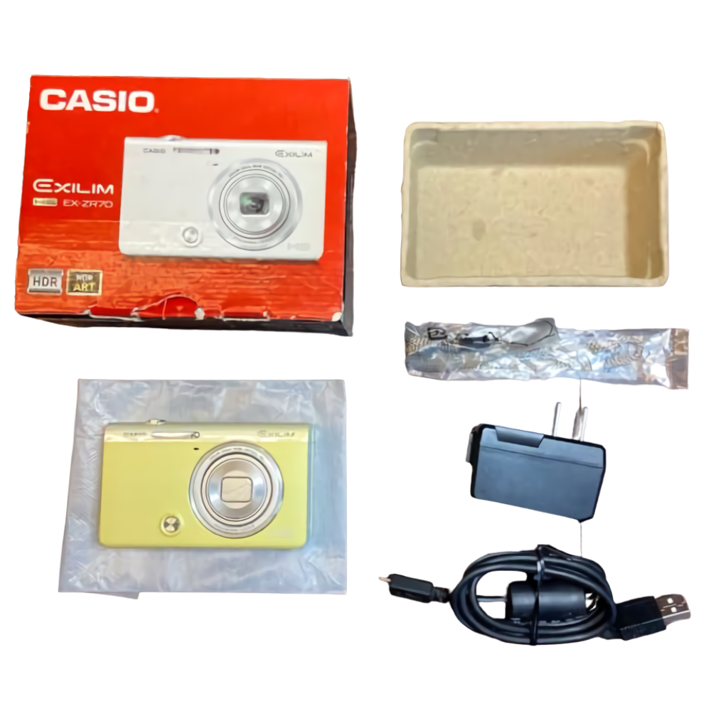 【シュシュ】CASIO EXILIM EX-ZR70 カメラ　イエロー CASIO EXILIM HIGH SPEED EX-ZR70 16.1MP Digital Camera Yellow Used