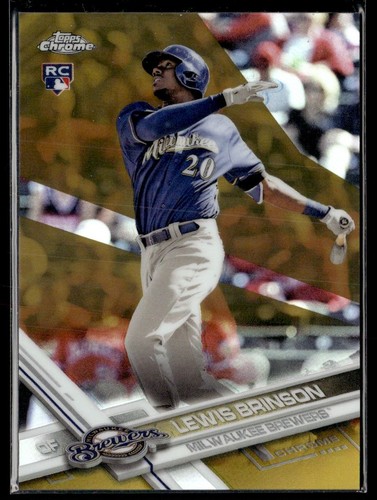 2017 Topps Chrome Gold Refractor Update Lewis Brinson RC Auto 09/50 Milwaukee