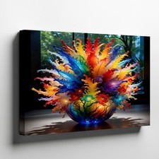 Vibrant Abstract Glass Sculpture Canvas Wall Art Modern Colorful Decor Print