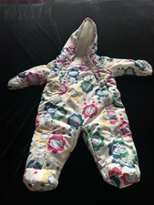 M & S Children’s Fleece lined Snowsuit 3 - 6 Months Cream With A Floral Pattern