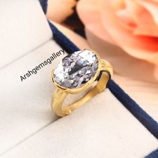 AAA Flawless Ceylon White Sapphire Ring: 925 Sterling Silver Bridal Engagement,