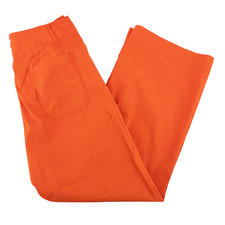 Maeve by Anthropologie The Colette Wide Leg Pants Orange Linen Blend Size 32