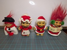 VTG Santa Trolls 4 pc Family Christmas Troll Doll Christmas Holiday Santa Carols