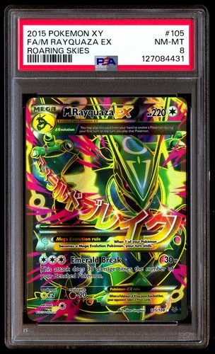 PSA 8 M Rayquaza EX 105/108 Roaring Skies Pokemon