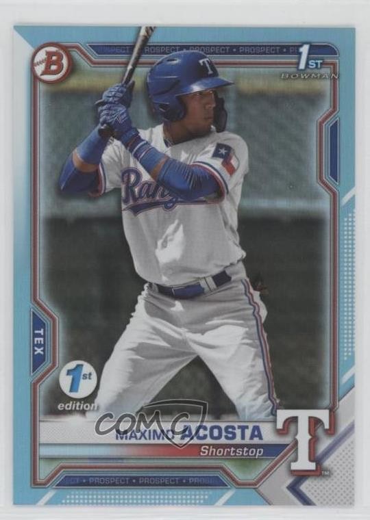 2021 Bowman 1st Edition Sky Blue Foil Maximo Acosta #BFE-7 6o3