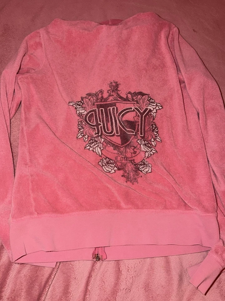 Conjunto de chándal rosa Juicy Couture a juego M chaqueta pantalones logotipo preppy vintage Y2k Foto 4 de 4