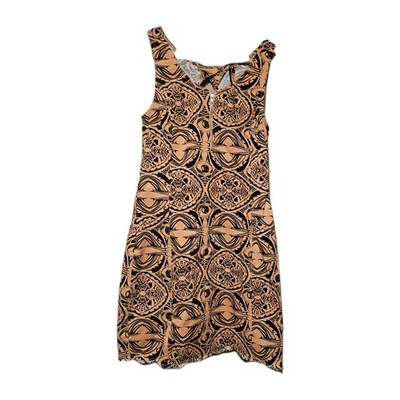 Mad Love Dress Medium Orange Creamsicle Black Print Cocktail Club Bodycon Mini