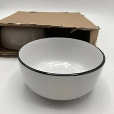 Tabletops Unlimited 4Pc. Black Rim Bowl Set, Service for 4 - Black/White