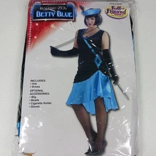 Forum Novelties ROARING 20s Betty Blue Full Figure Adult Up To Size 22 Hat Dress