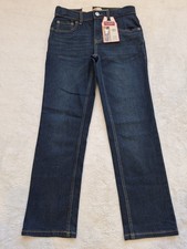 levi signature boys straight regular fit size 8 blue adjustable waist, 24X25